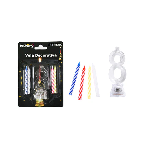Vela LED con batería número 8