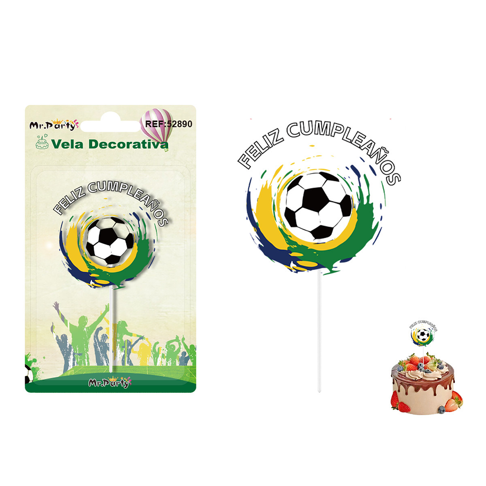 Vela de cumpleaños fútbol 6*6cm