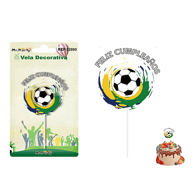 Vela de cumpleaños fútbol 6*6cm