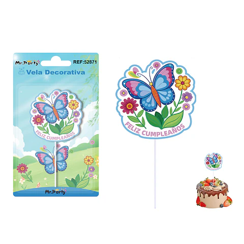 Vela de cumpleaños mariposa 5.5*6cm