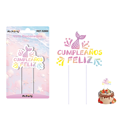 Vela de cumpleaños sirena 5*6cm