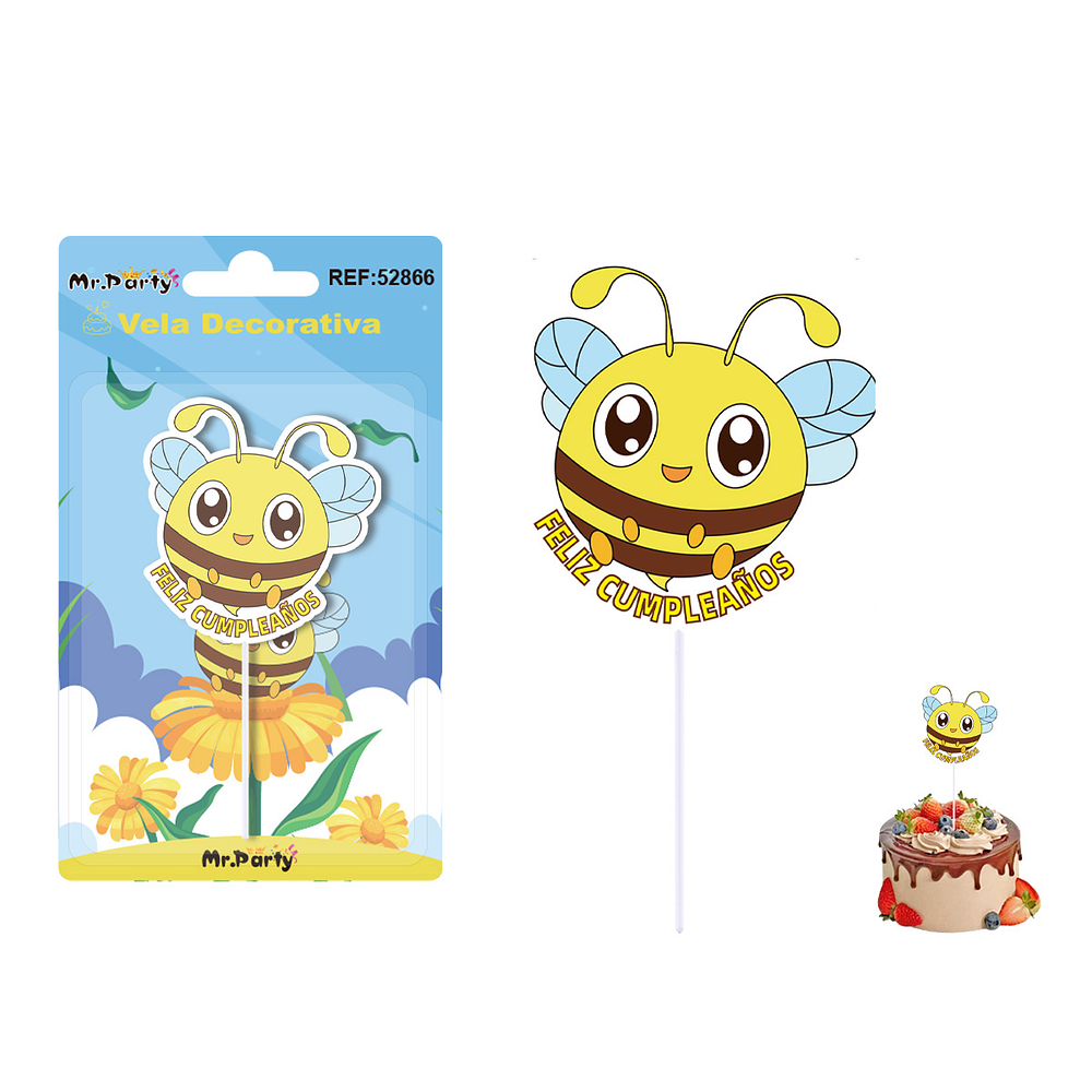 Vela de cumpleaños abeja 6*6cm