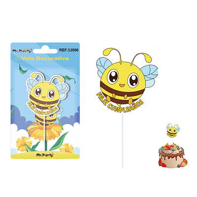 Vela de cumpleaños abeja 6*6cm