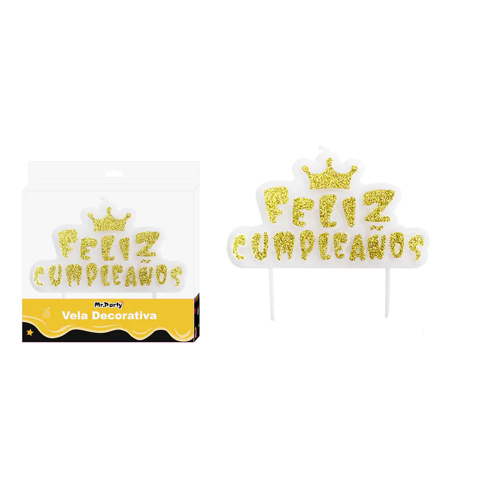 Vela de feliz cumpleaños fondo blanco con brillo 5*8.7cm 1