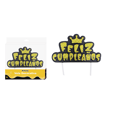 Vela de feliz cumpleaños fondo negro con brillo 5*8.7cm