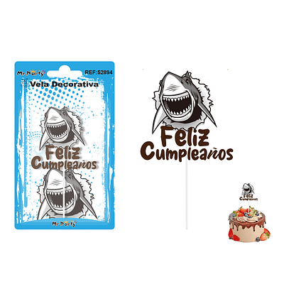 Vela de cumpleaños tiburón 6*6cm