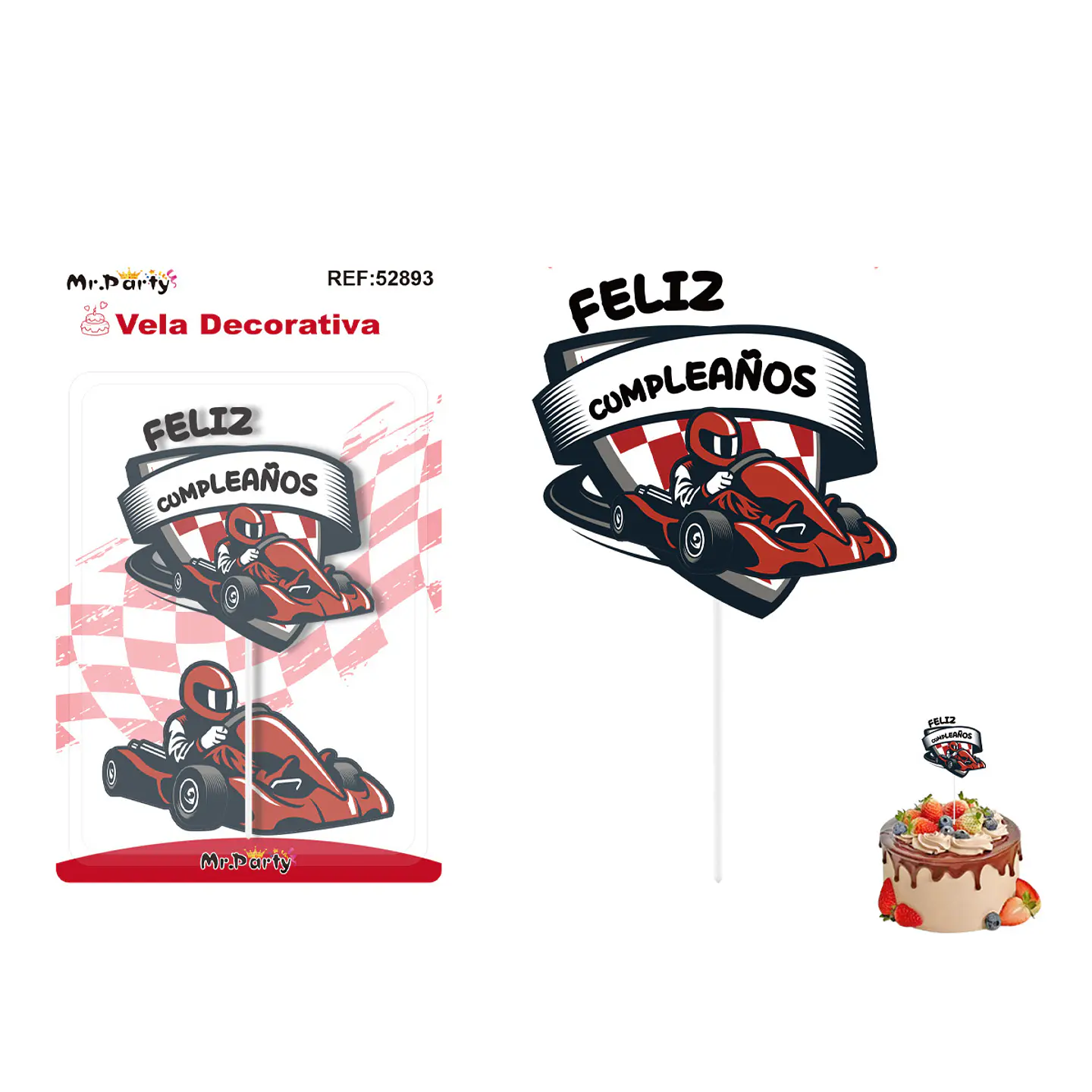 Vela de cumpleaños karting 6*6cm 1