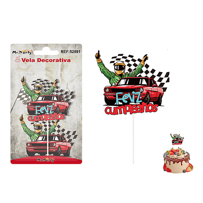 Vela de cumpleaños autos de carrera 5.5*5.5cm