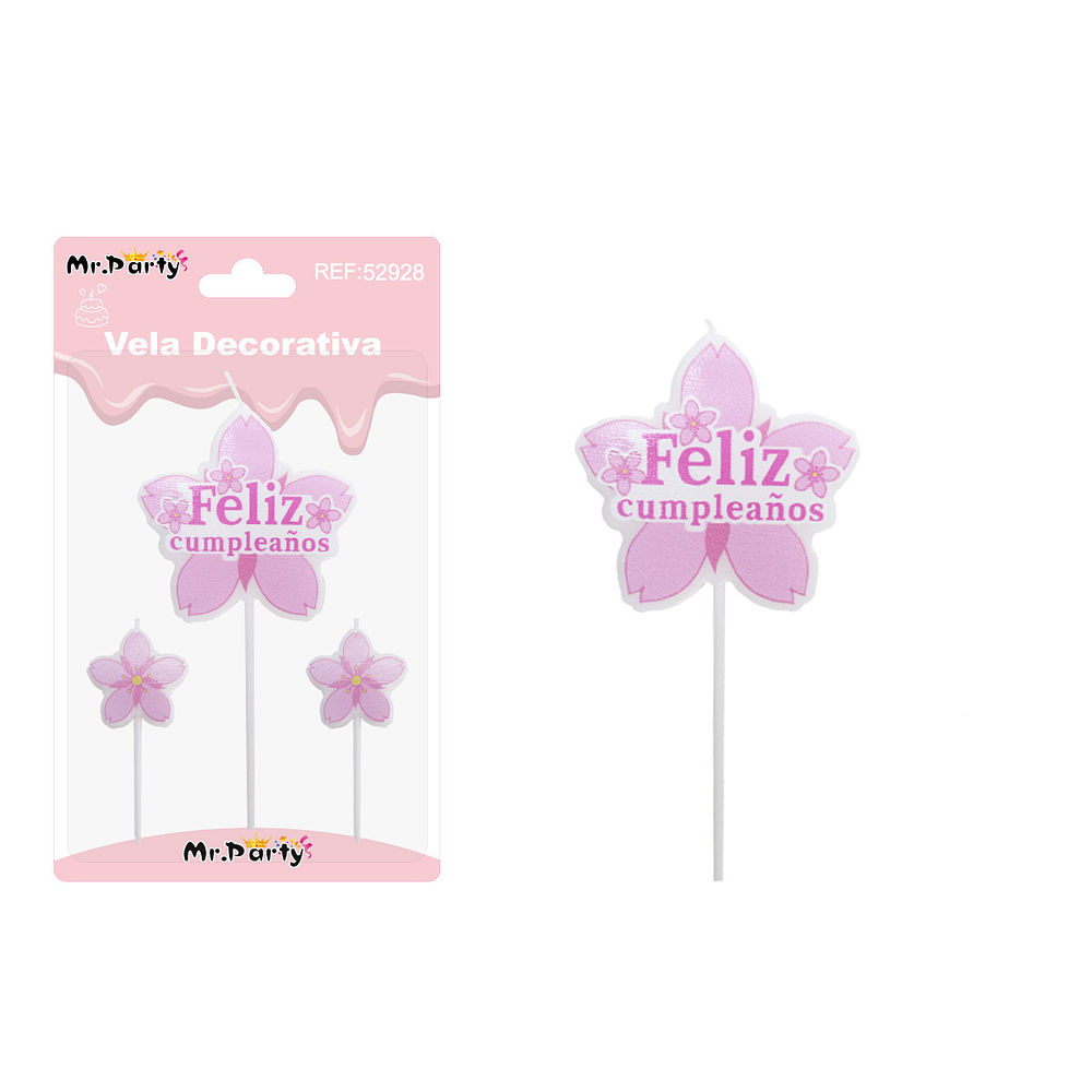 Vela de cumpleaños flores 6.5*6.5cm