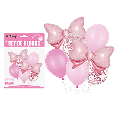 Set de globos lazo rosado 7pcs