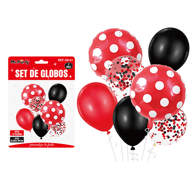 Set de globos rojo y negro 7pcs