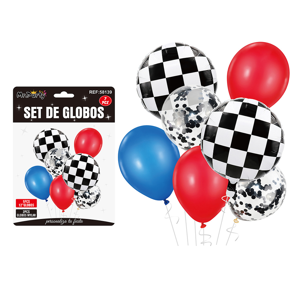Set de globos rojo y azul 7pcs