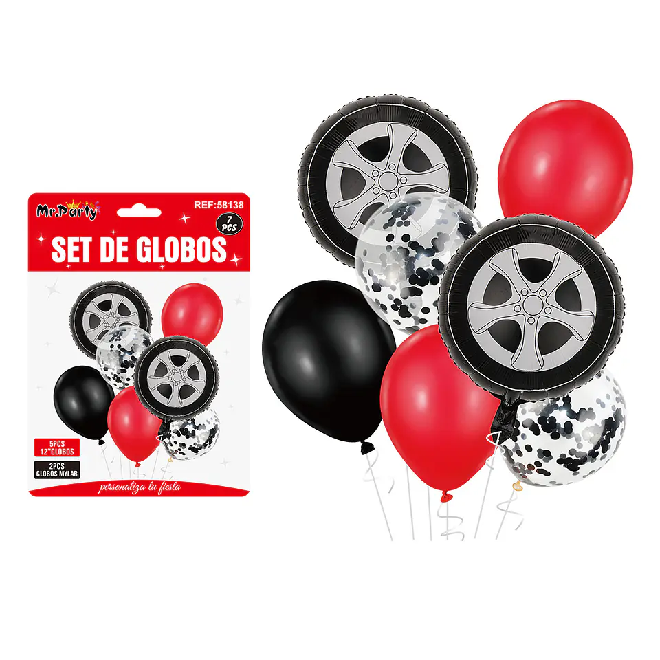 Set de globos rojo y negro 7pcs 1