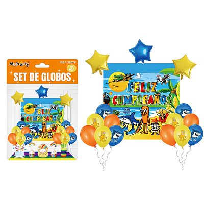 Set de globos látex con fondo de Brainrot 19pcs