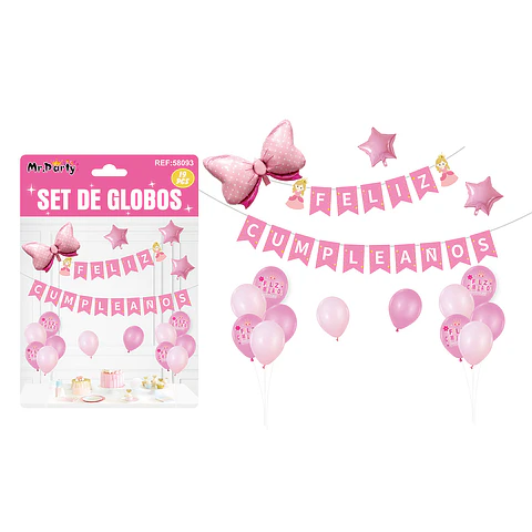 Set de globos látex y guirnalda de lazo 19pcs
