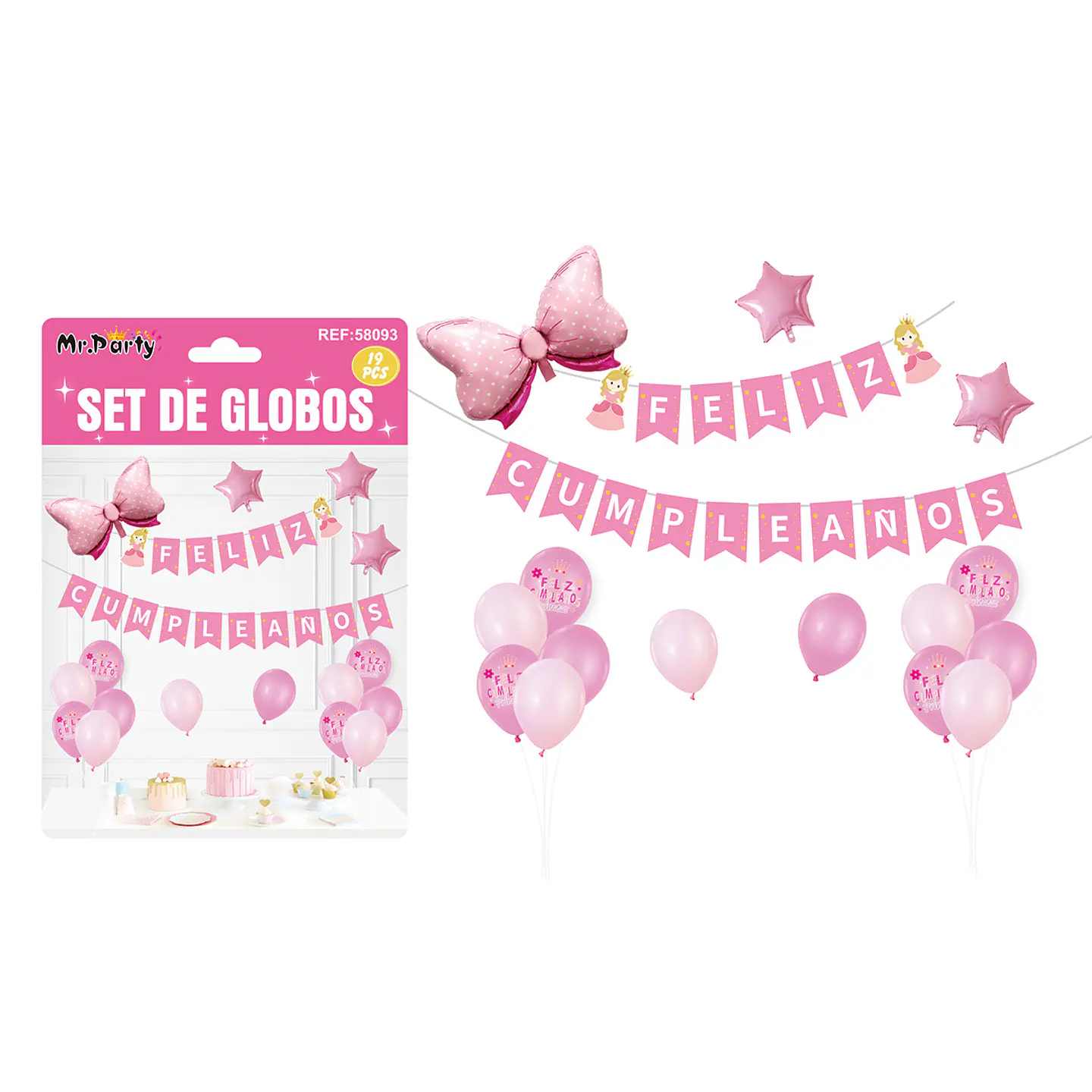 Set de globos látex y guirnalda de lazo 19pcs 1