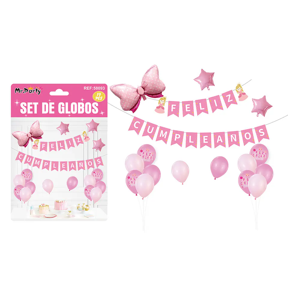 Set de globos látex y guirnalda de lazo 19pcs 1