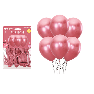 Set de globos látex metalizado rojo 25cm 6pcs