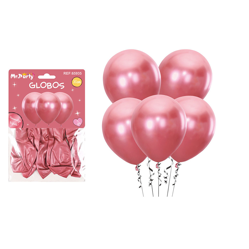 Set de globos látex metalizado rojo 30cm 5pcs