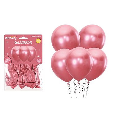 Set de globos látex metalizado rojo 30cm 5pcs