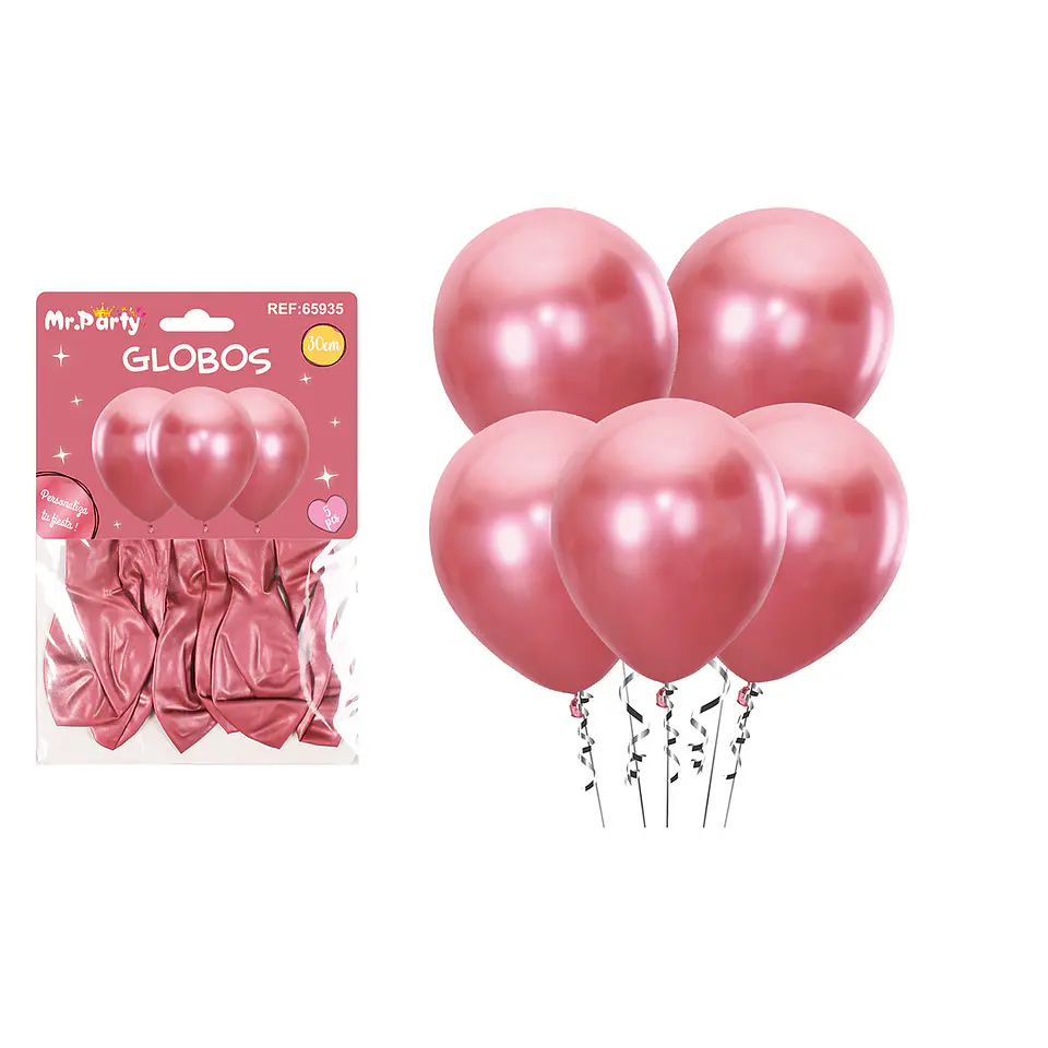 Set de globos látex metalizado rojo 30cm 5pcs 1