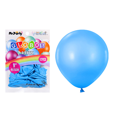 Globos de látex mate celeste claro 25cm 12pcs