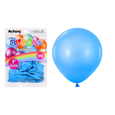 Globos de látex mate celeste claro 25cm 12pcs
