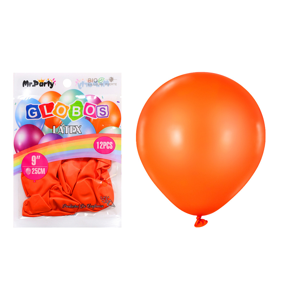 Globos de látex mate naranjo 25cm 12pcs