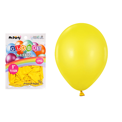 Globos de látex mate amarillo 25cm 12pcs