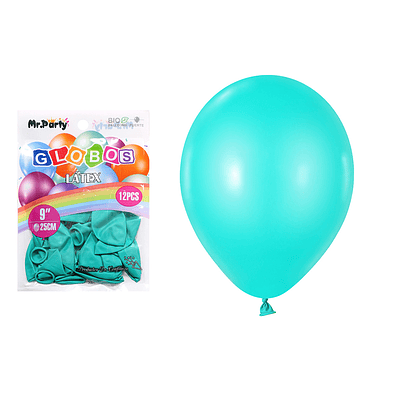 Globos de látex mate azul Tiffany 25cm 12pcs