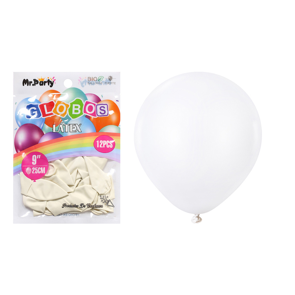 Globos de látex mate blanco 25cm 12pcs
