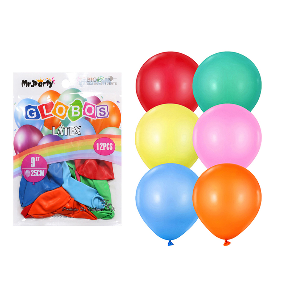 Globos de látex mate colores surtidos 25cm 12pcs