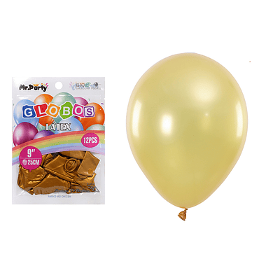 Globos de látex perlado dorado oscuro 25cm 12pcs