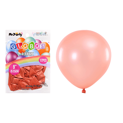 Globos de látex perlado oro rosado 25cm 12pcs