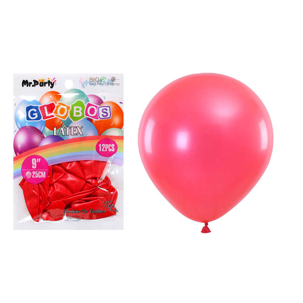 Globos de látex perlado rojo 25cm 12pcs