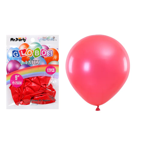 Globos de látex perlado rojo 25cm 12pcs
