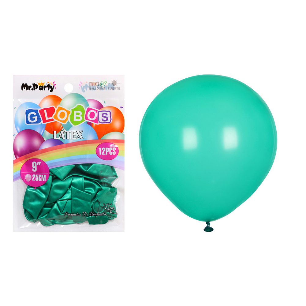 Globos de látex perlado verde oscuro 25cm 12pcs