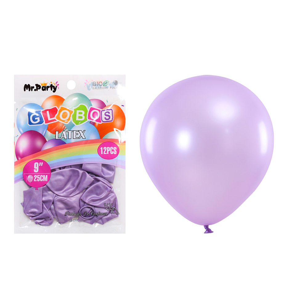 Globos de látex perlado lila claro 25cm 12pcs