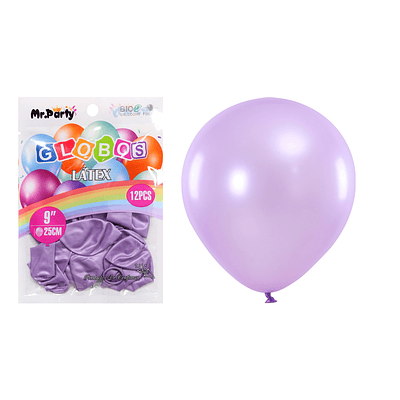 Globos de látex perlado lila claro 25cm 12pcs
