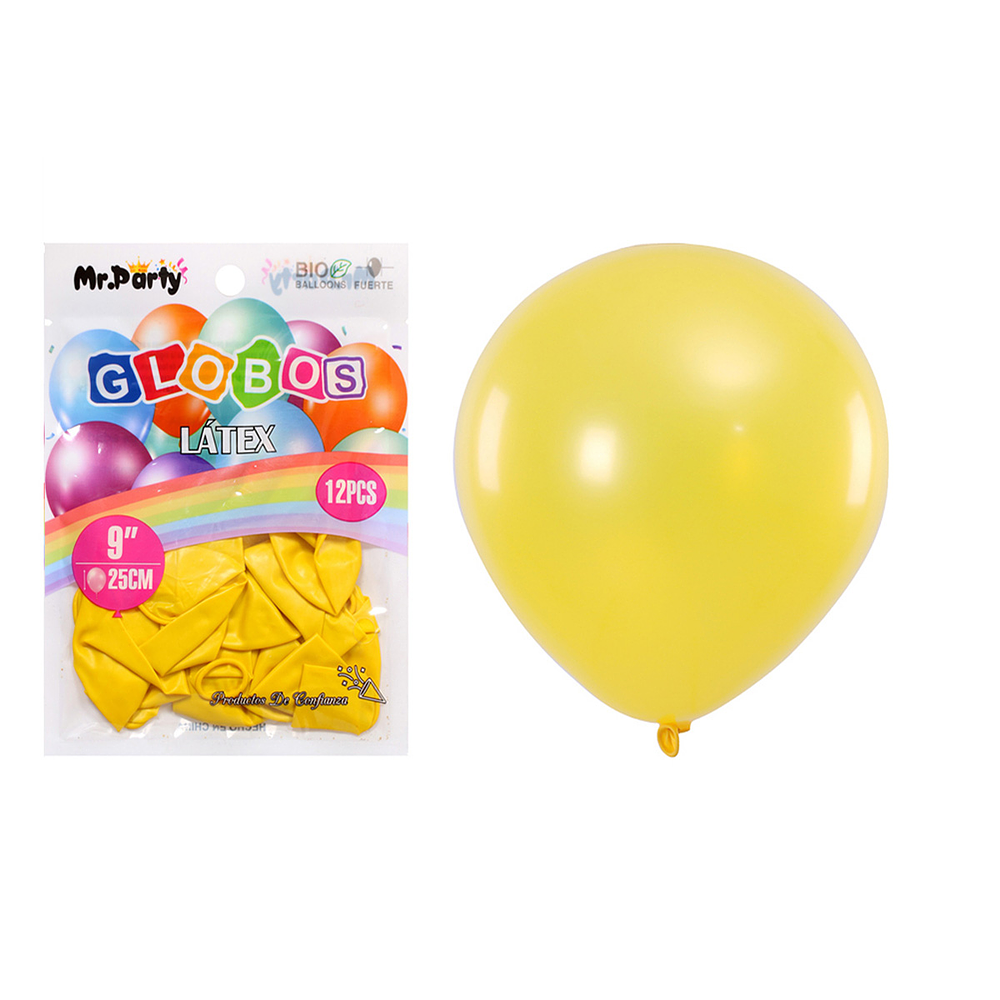 Globos de látex perlado amarillo 25cm 12pcs