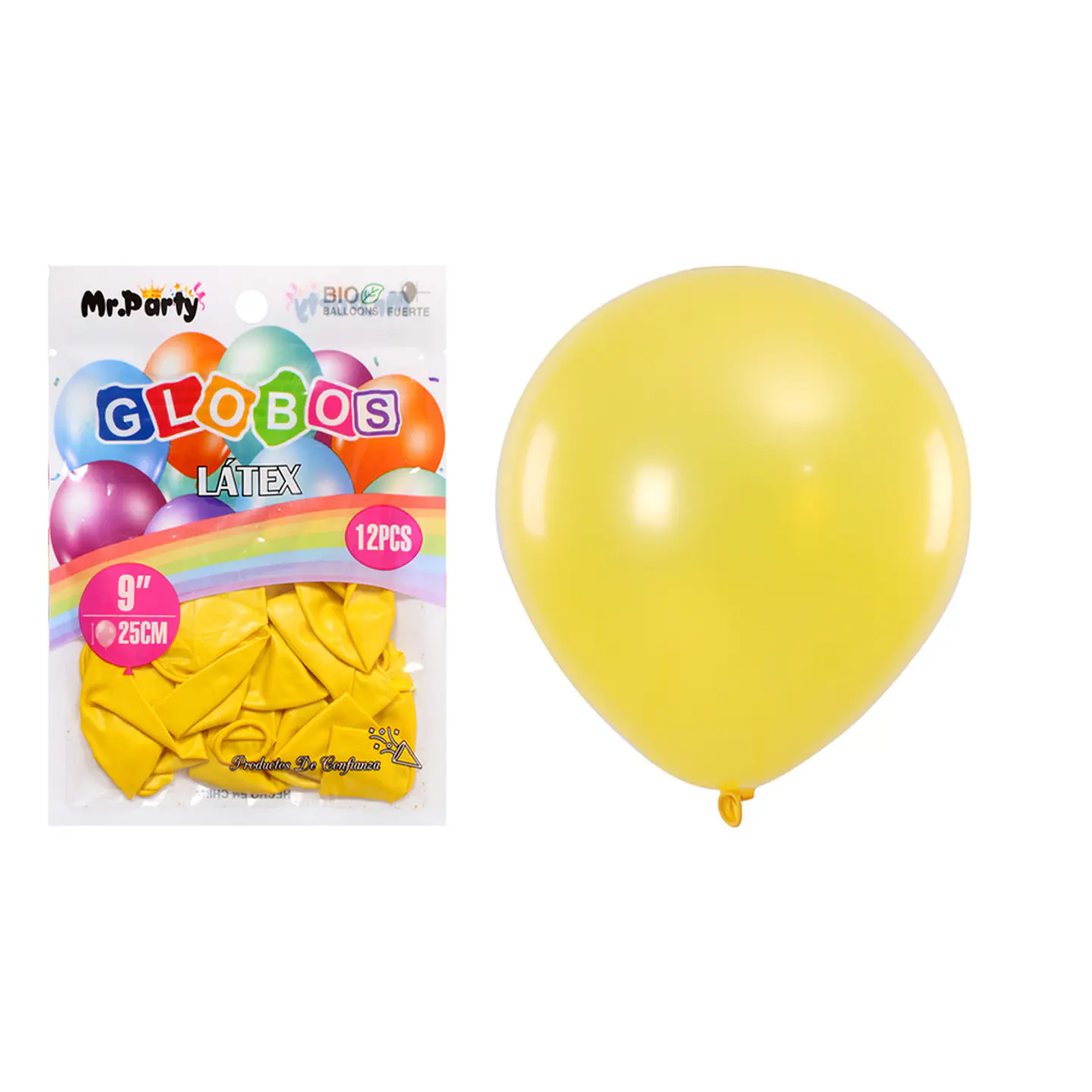 Globos de látex perlado amarillo 25cm 12pcs 1