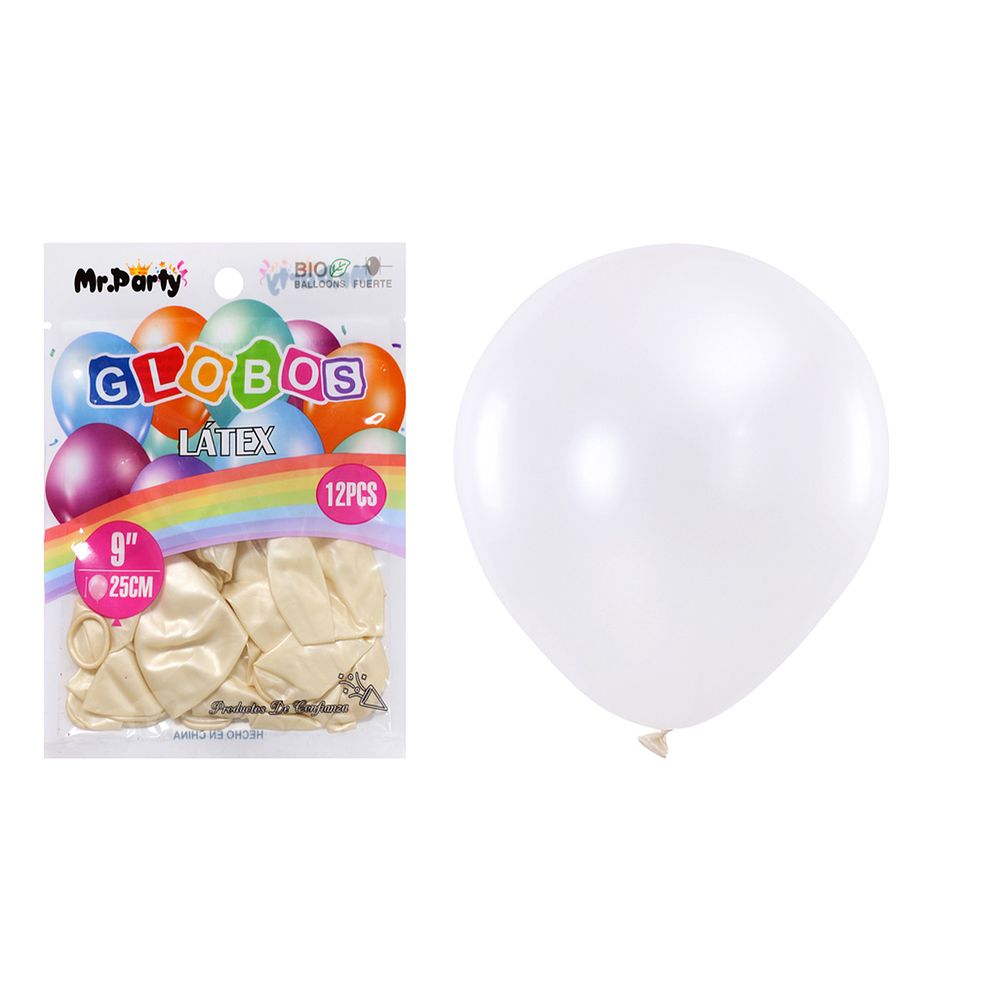 Globos de látex perlado blanco 25cm 12pcs