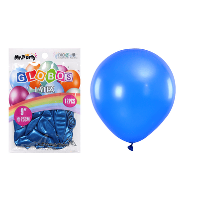 Globos de látex perlado azul oscuro 25cm 12pcs