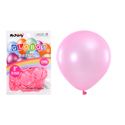 Globos de látex perlado rosado claro 25cm 12pcs