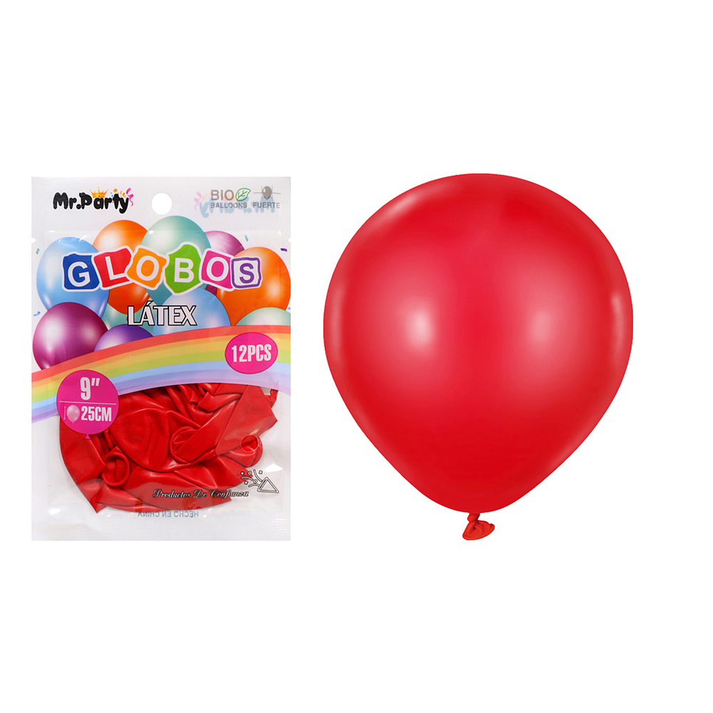 Globos de látex mate rojo 25cm 12pcs