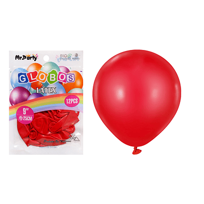 Globos de látex mate rojo 25cm 12pcs