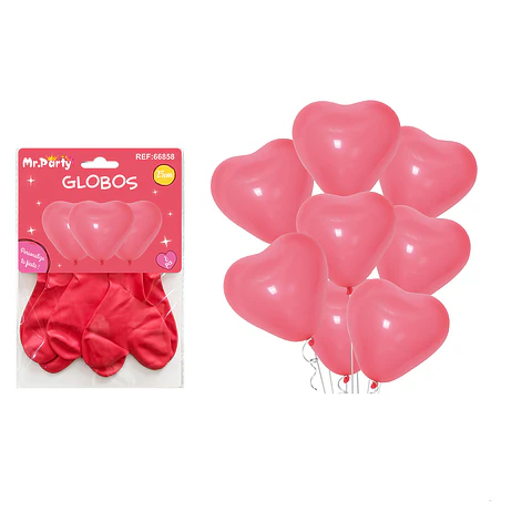 Set de globos látex corazón rojo macaron 25cm 8pcs