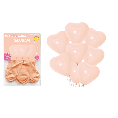 Set de globos látex corazón naranja macaron 25cm 8pcs