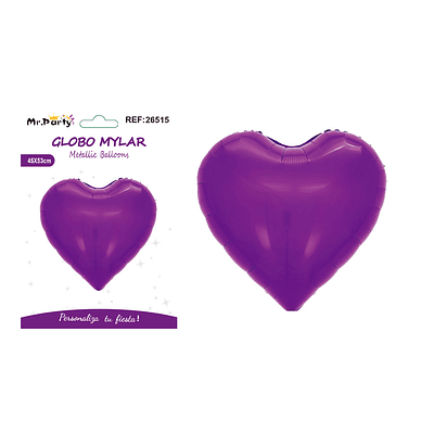 Globo metálico corazón macaron violeta 45*53cm