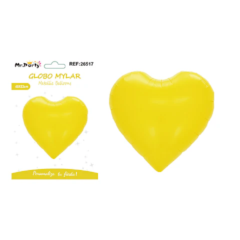 Globo metálico corazón macaron amarillo 45*53cm